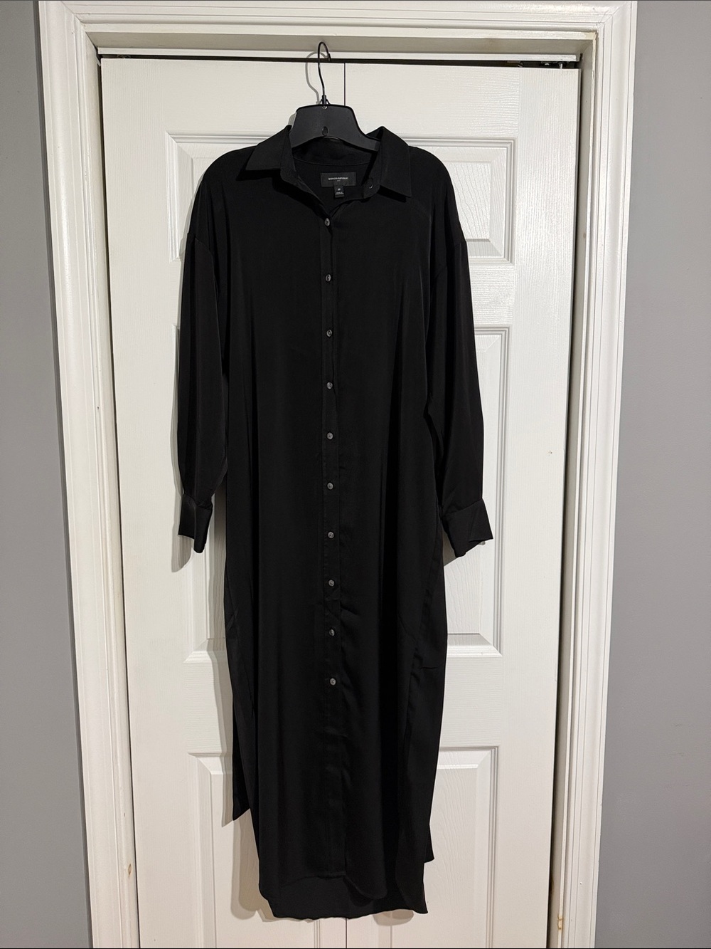 Banana Republic Black Long Button-Front Maxi Shirt Dress